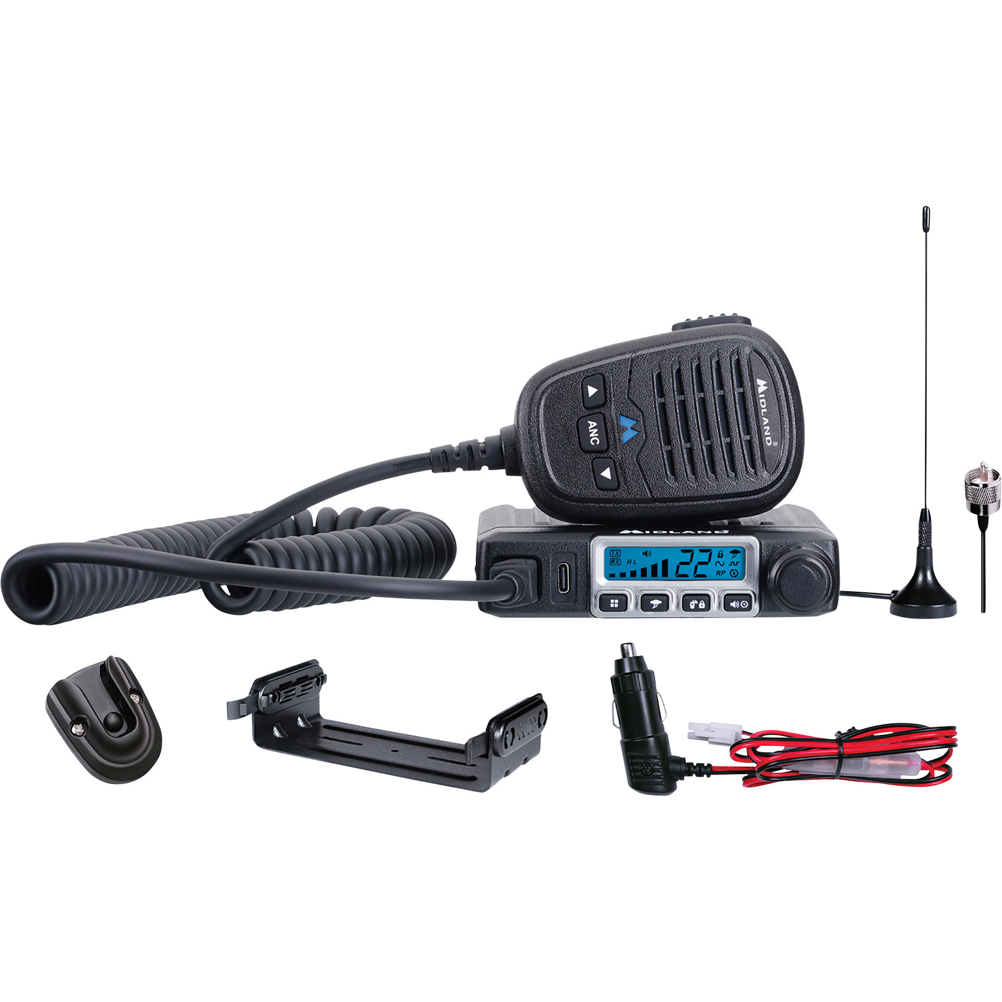 Midland Micro Mobile GMRS Radio with Mount Base, 60-Mile Range, 15 Watts, Model# MXT115
